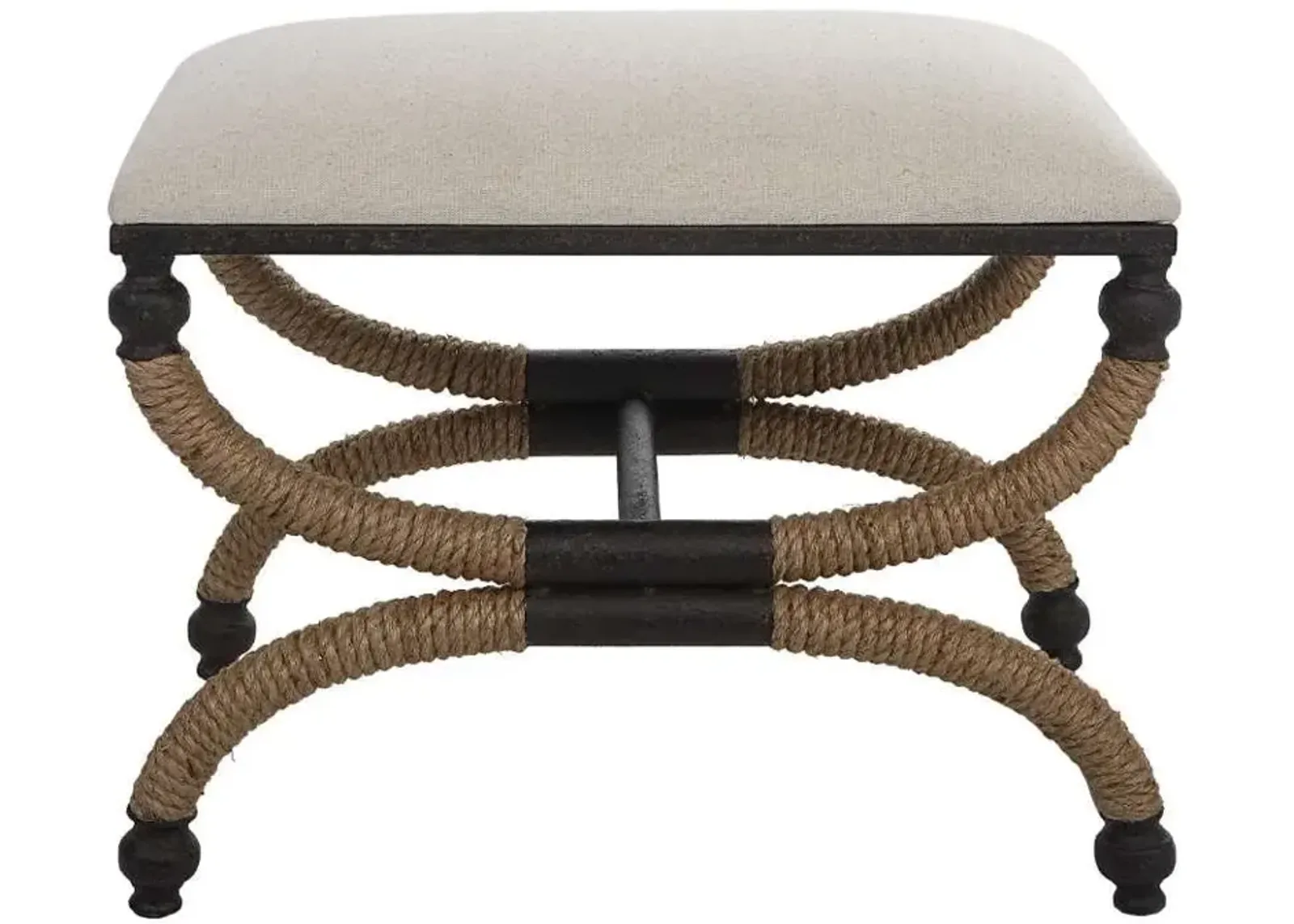 Uttermost Icaria Black/Brown/Light Gray Upholstered Small Bench