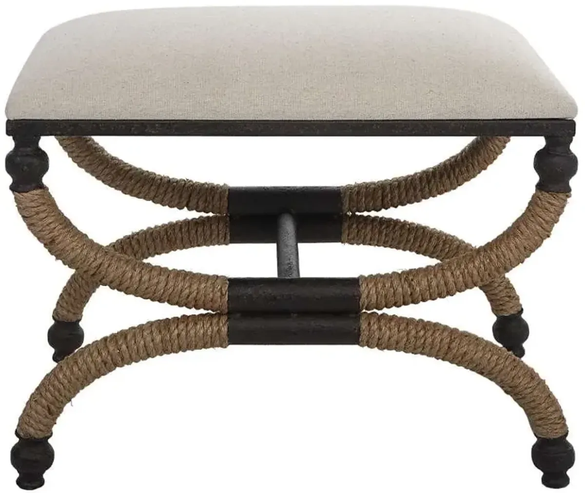 ICARIA BLACK/BROWN/LIGHT GRAY UPHOLSTERED SMALL BENCH