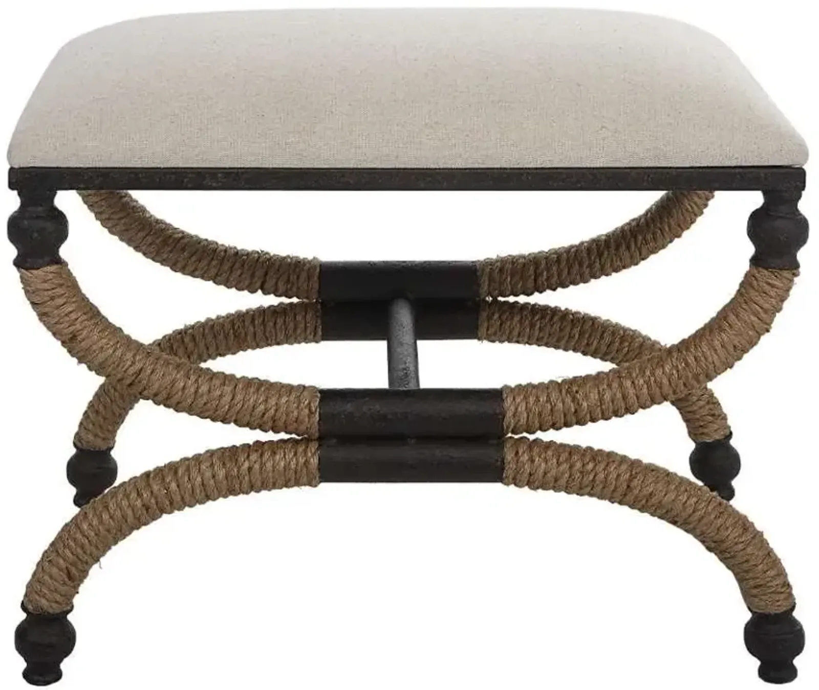 Uttermost Icaria Black/Brown/Light Gray Upholstered Small Bench