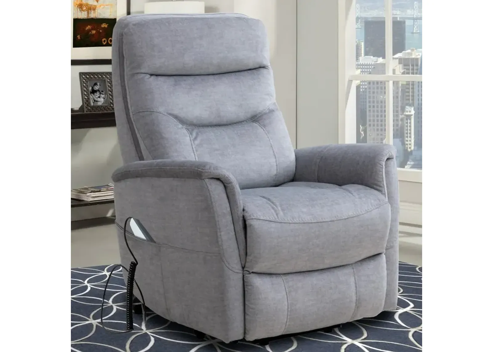 Parker House Gemini Power Lift Chair in Capri Silver Fabric