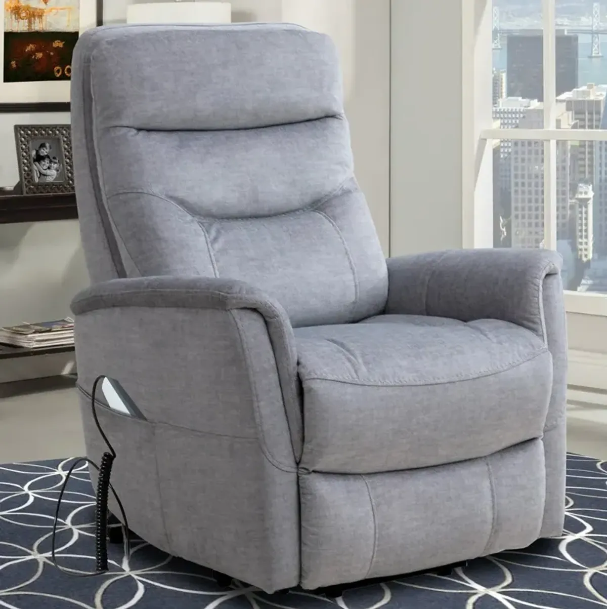 Parker House Gemini Power Lift Chair in Capri Silver Fabric