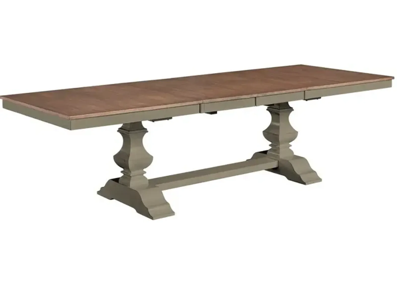 Vista Extension Table Top with Banks Trestle Base in Hickory & Stone