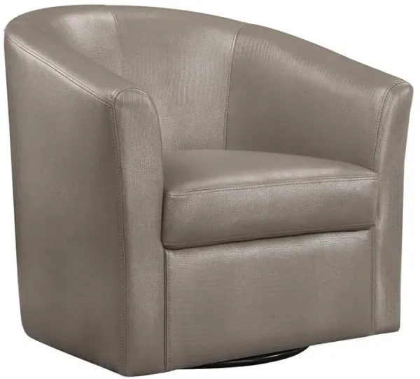 Coaster Turner Upholstered Barrel Back Swivel Chair Champagne