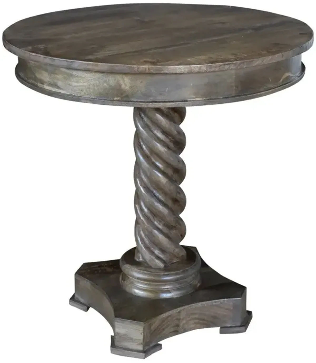 Crestview Bengal Manor Mango Wood Carved Rope Twist Accent Table