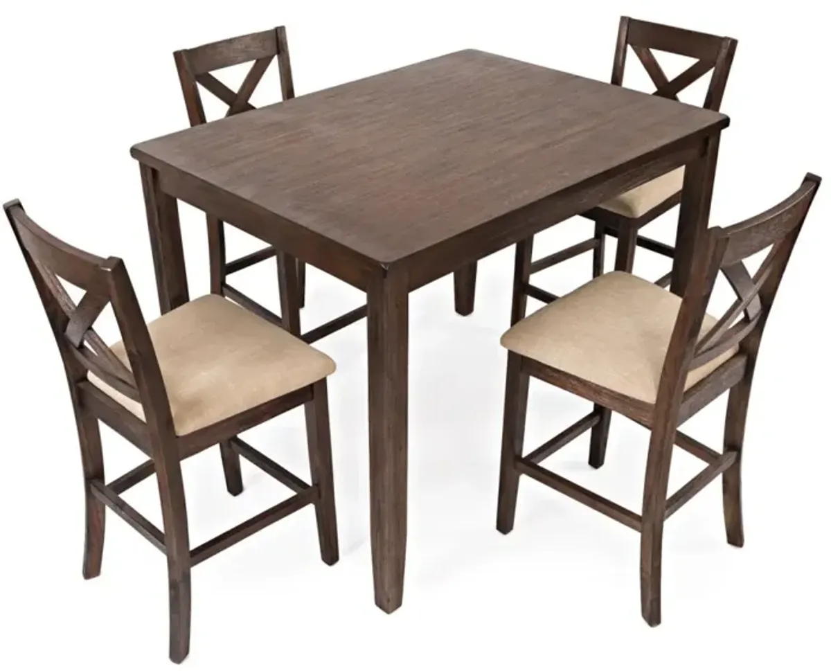 Jofran Walnut Creek 5 Pack Counter-Height Table with 4 Stools