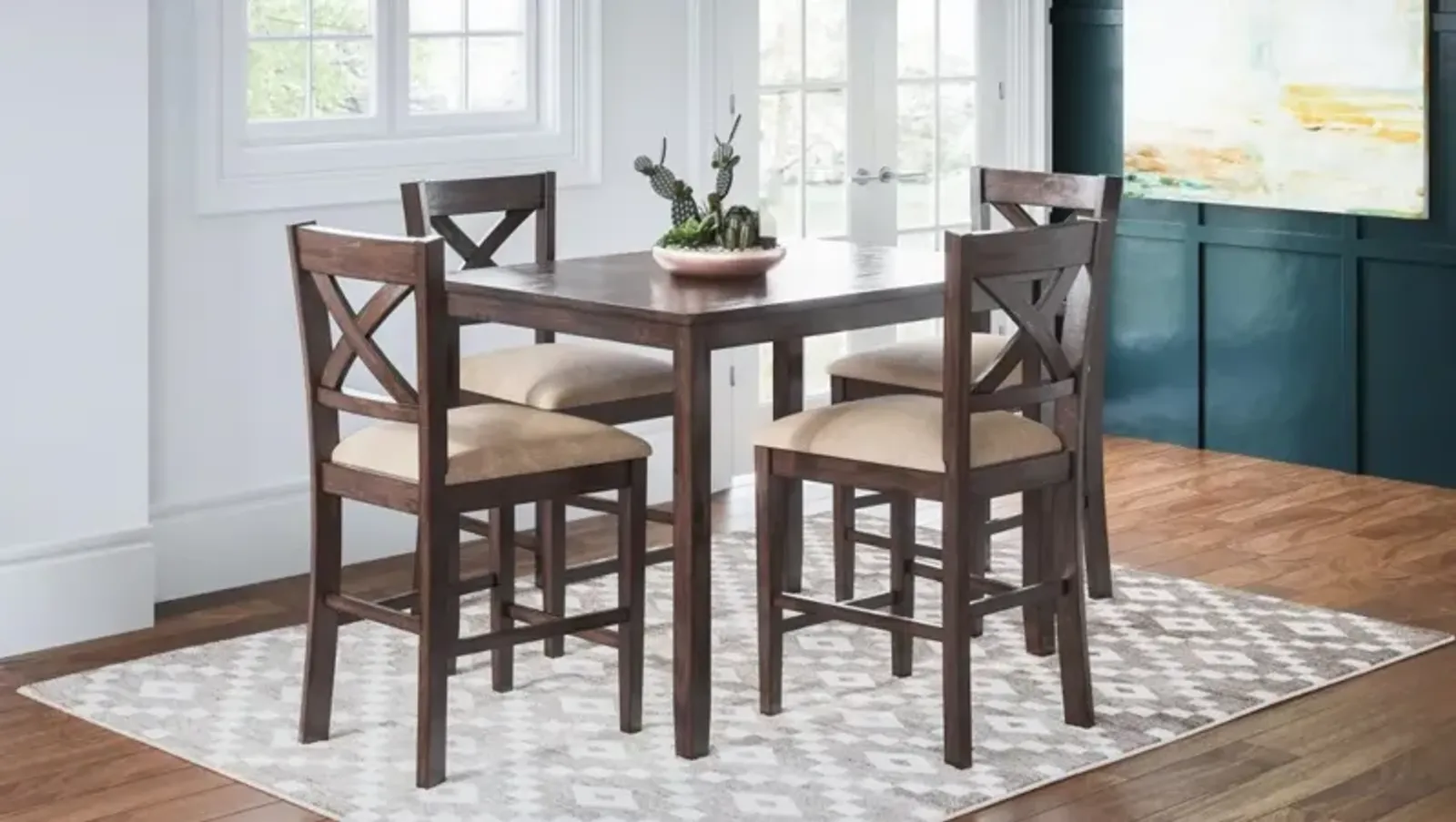 Jofran Walnut Creek 5 Pack Counter-Height Table with 4 Stools