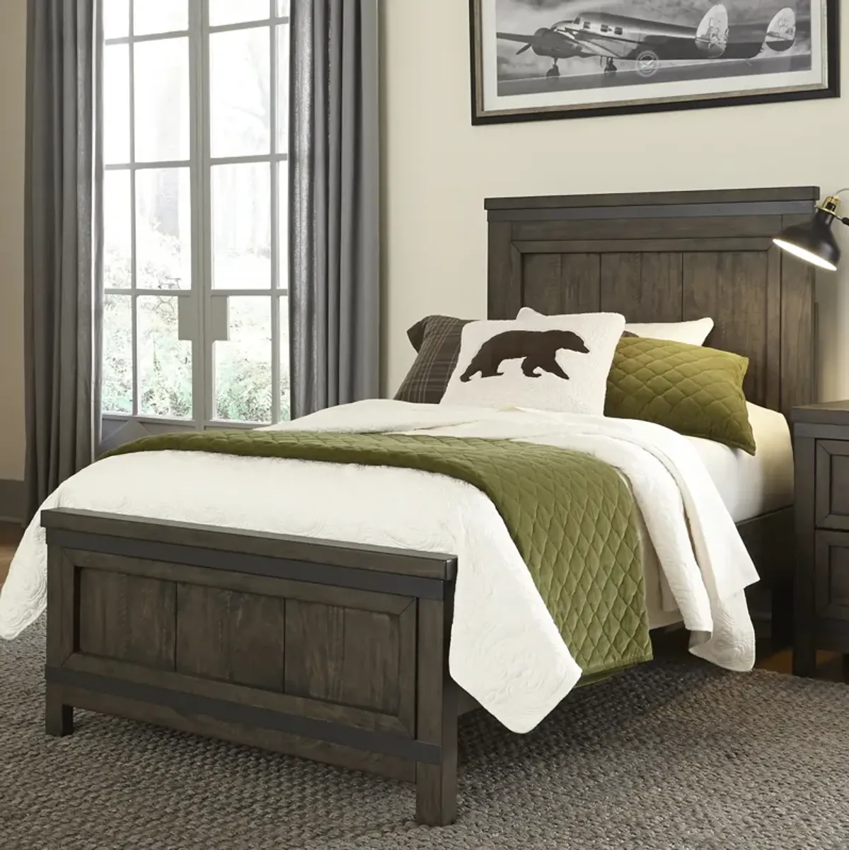 Liberty Furniture Thornwood Hills Rock Beaten Gray with Saw Cuts Twin Panel Headboard