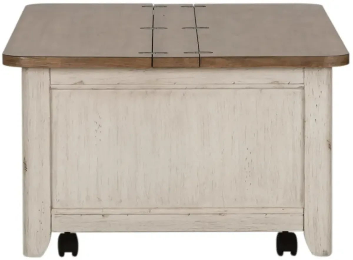 Liberty Furniture Farmhouse Reimagined Antique White Storage Trunk with Chestnut Top