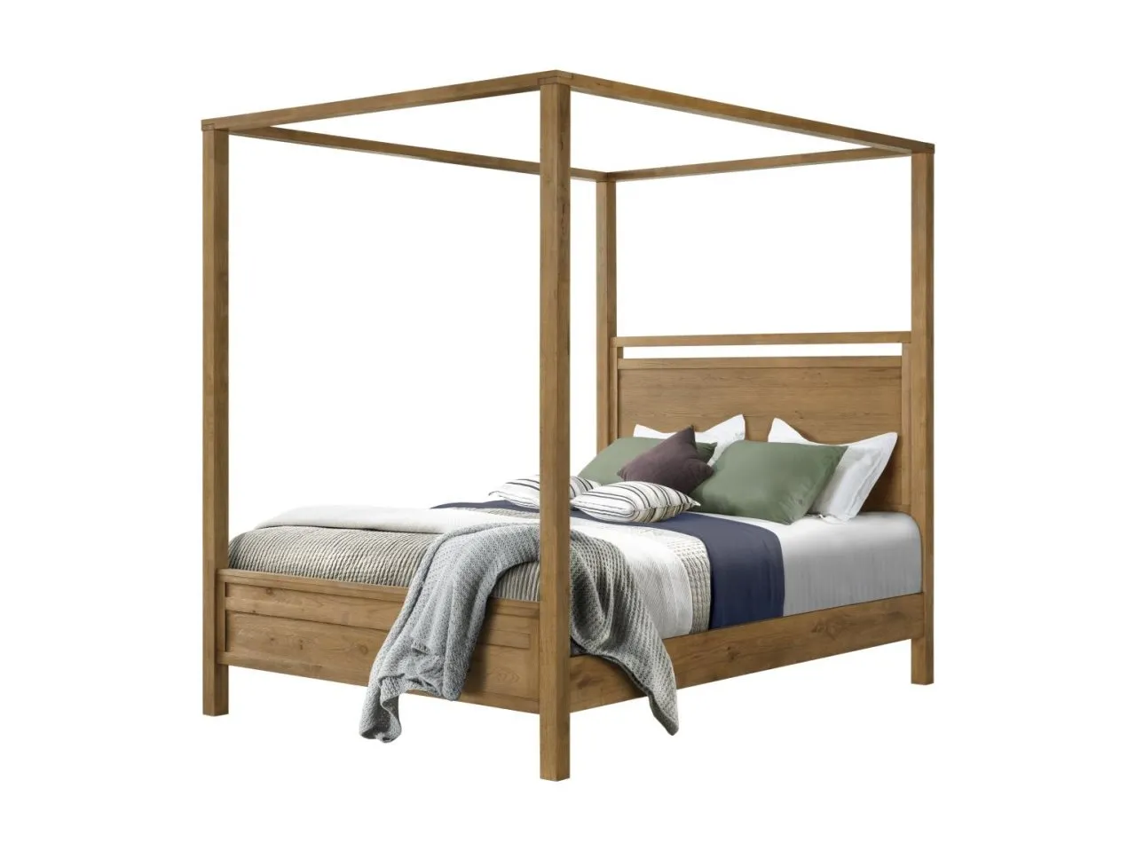 BOHO QUEEN CANOPY BED IN PRAIRIE OAK