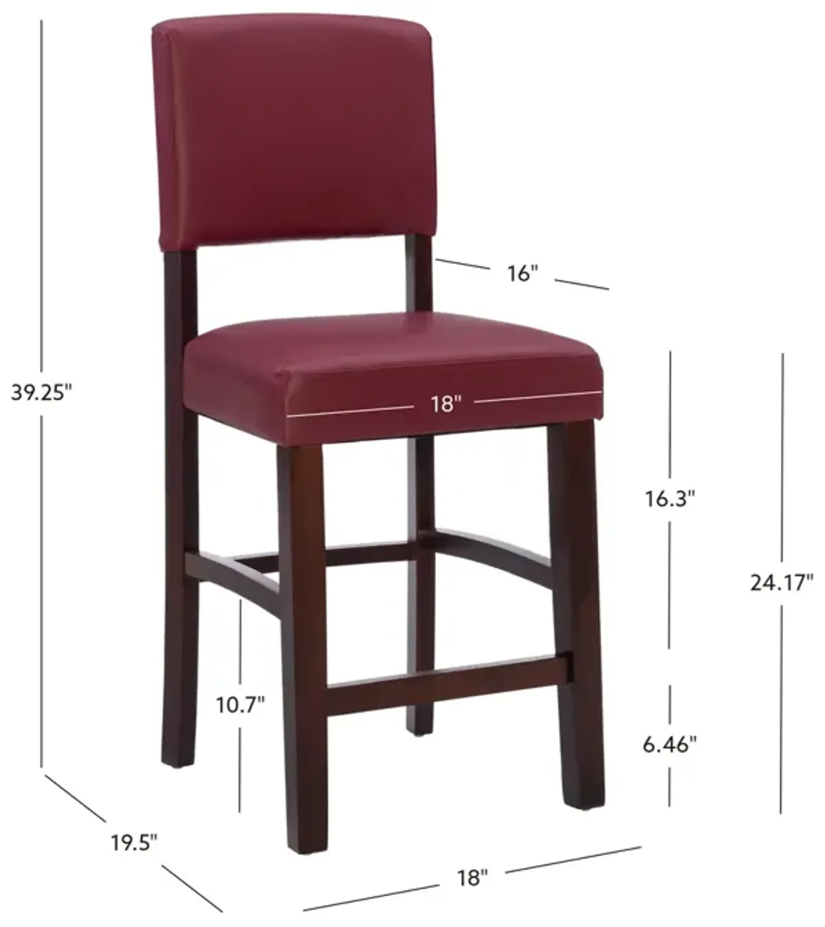 Linon 24 Inch Monaco Counter Stool Red