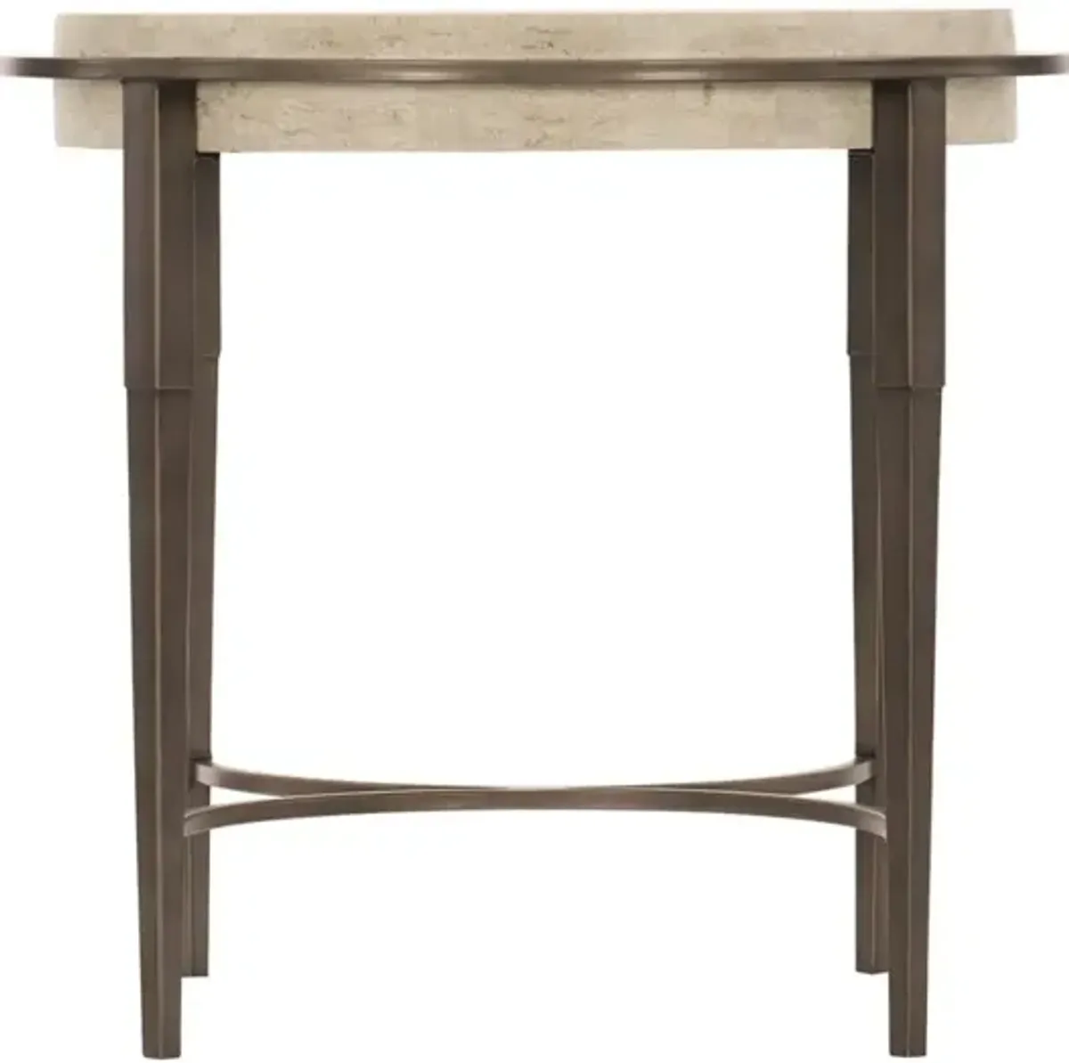 Bernhardt Barclay Antique Pewter Round Travertine Side Table