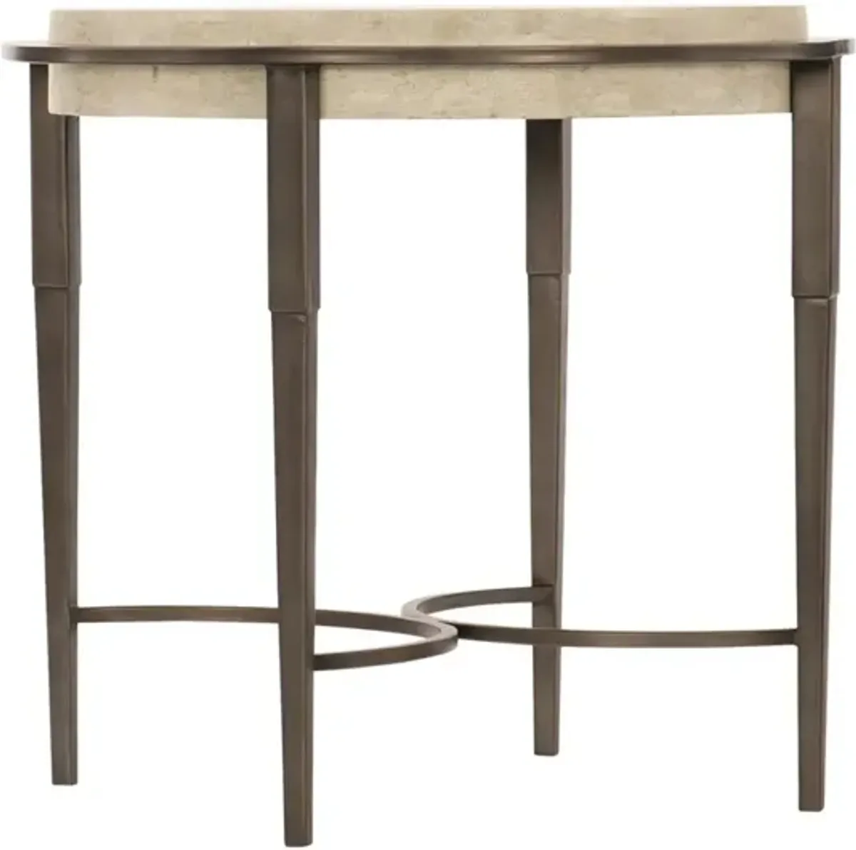 Bernhardt Barclay Antique Pewter Round Travertine Side Table