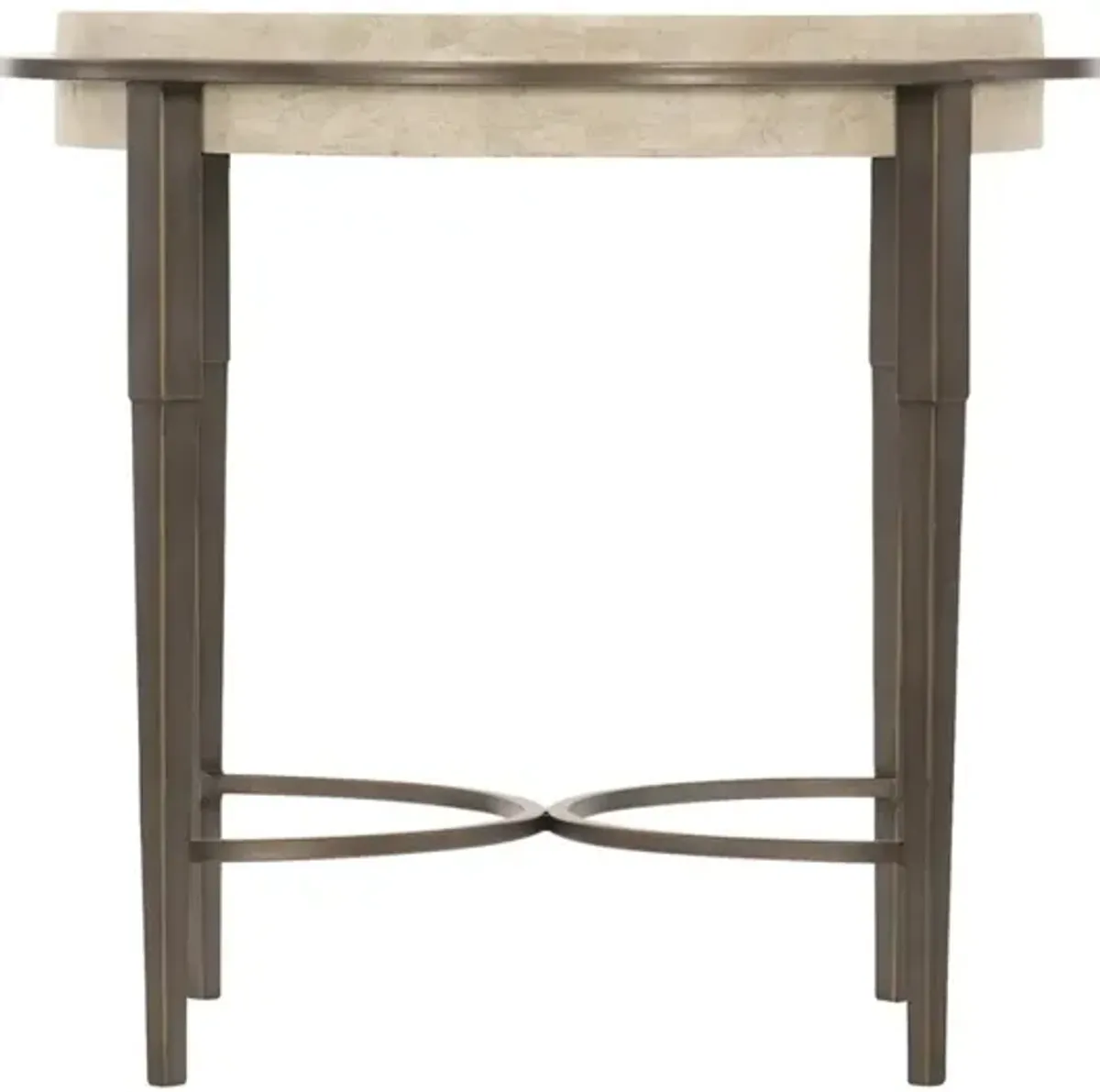 Bernhardt Barclay Antique Pewter Round Travertine Side Table