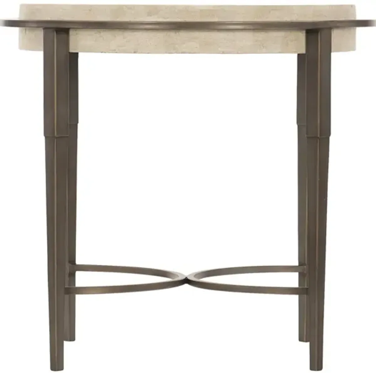 Bernhardt Barclay Antique Pewter Round Travertine Side Table