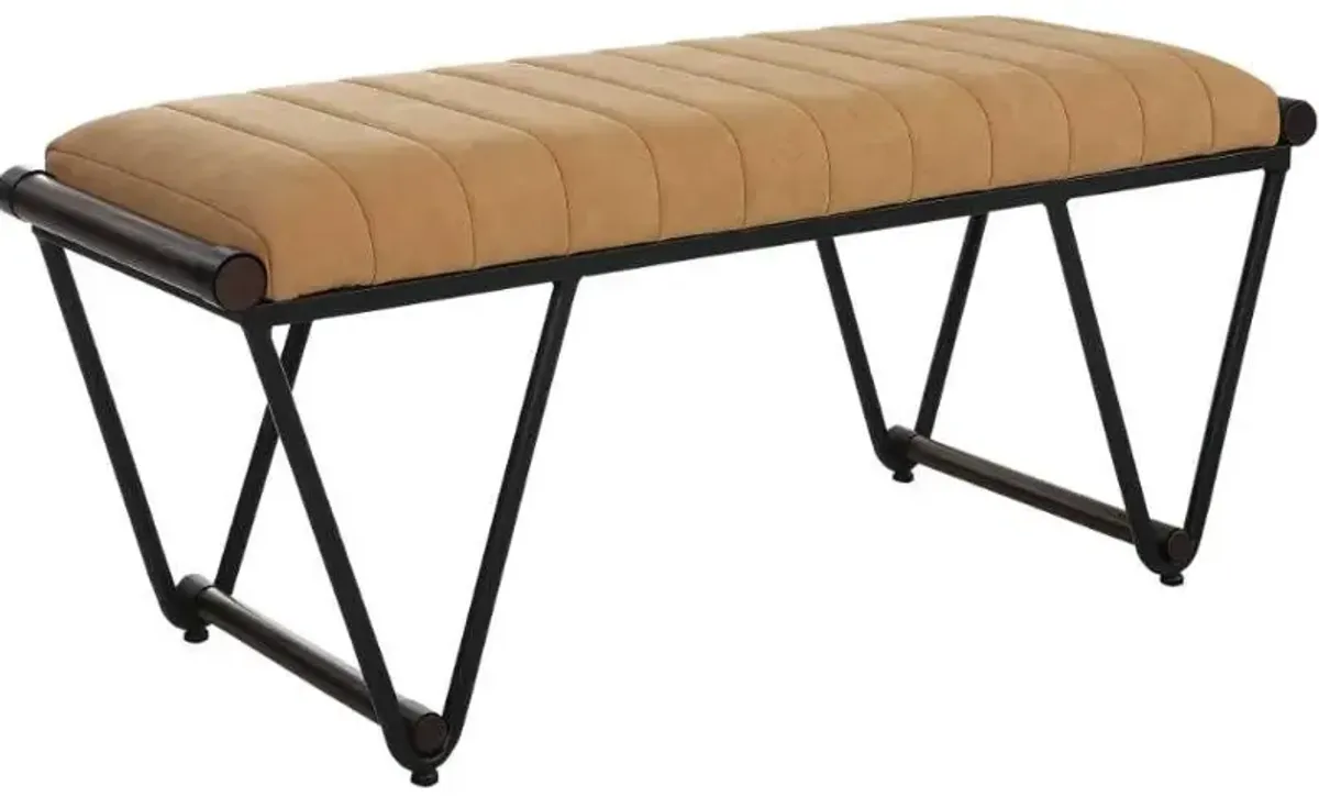 Uttermost Woodstock Black/Light Brown Bench