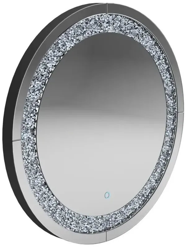 Coaster Landar 32 X 32 Inch Round Led Light Wall Mirror Silver