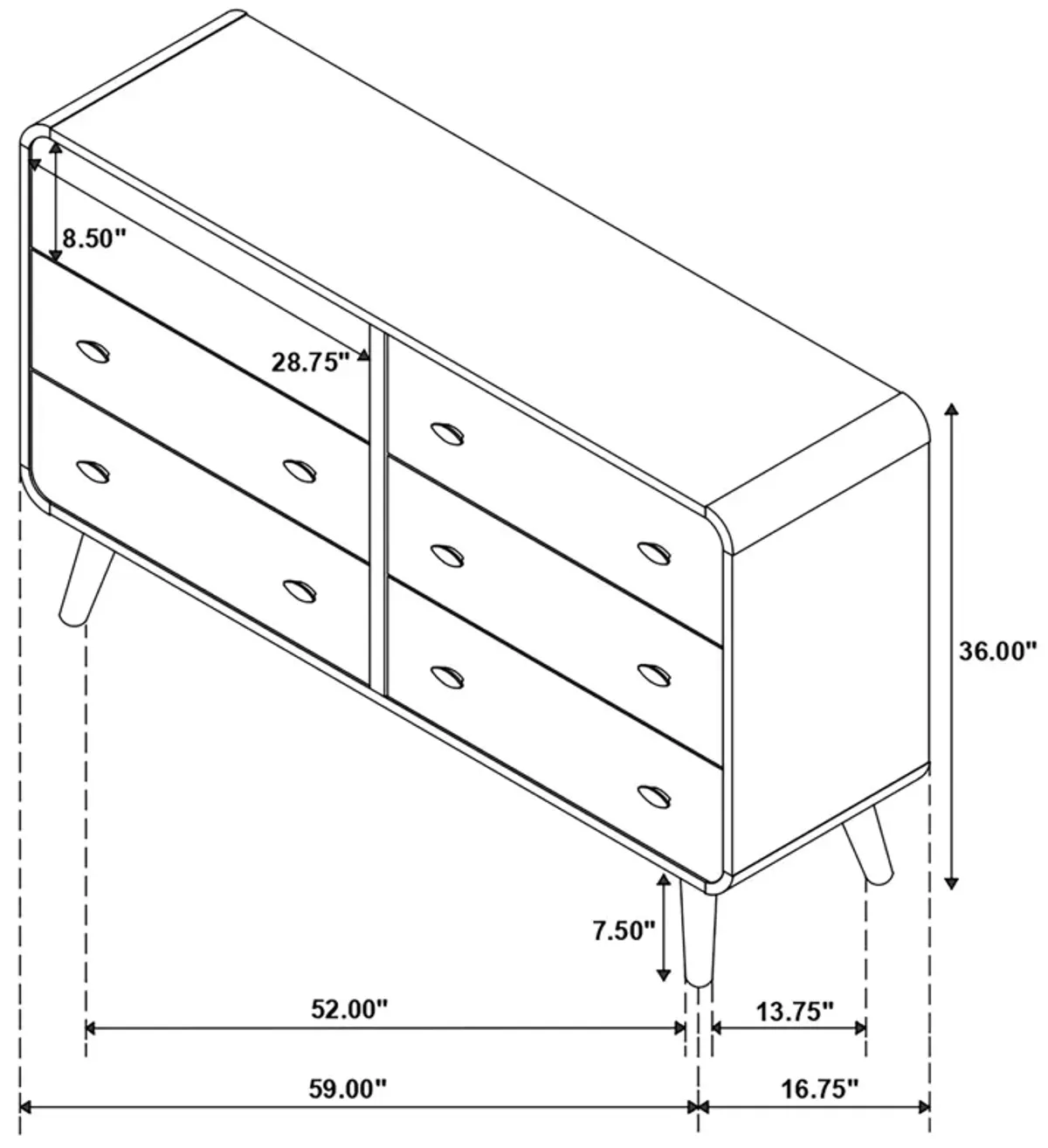 Coaster Robyn 6-Drawer Dresser Dark Walnut