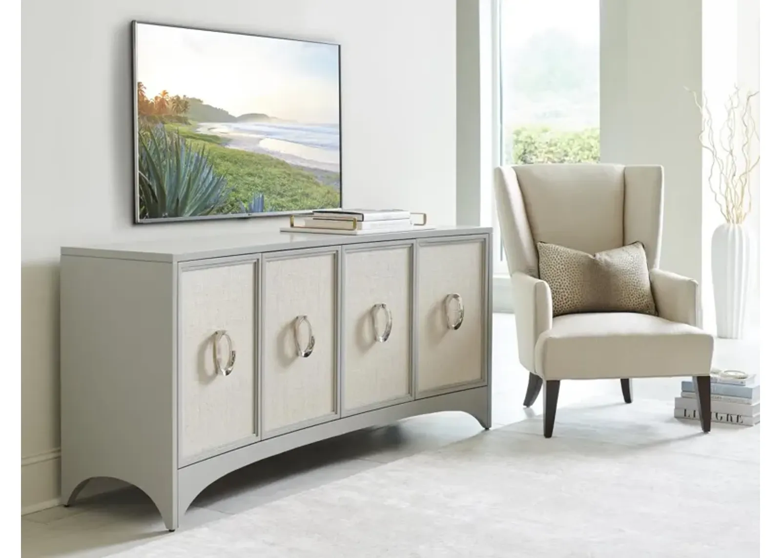 Sligh by Lexington Studio Designs Newbury Park Raffia Media Entertainment TV Stand