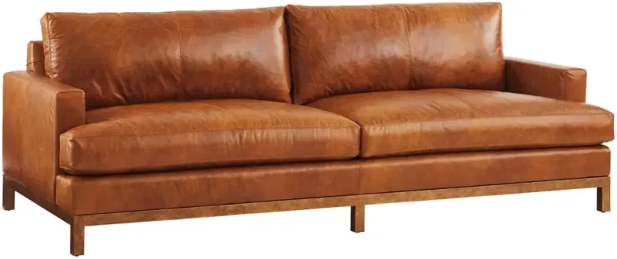 Barclay Butera Upholstery by Barclay Butera Horizon 88 Inch Leather Ultra/Blend Down Cushion Sofa Orange