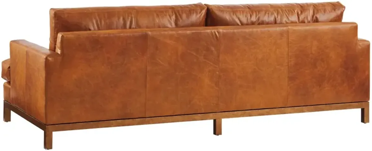Barclay Butera Upholstery by Barclay Butera Horizon 88 Inch Leather Ultra/Blend Down Cushion Sofa Orange