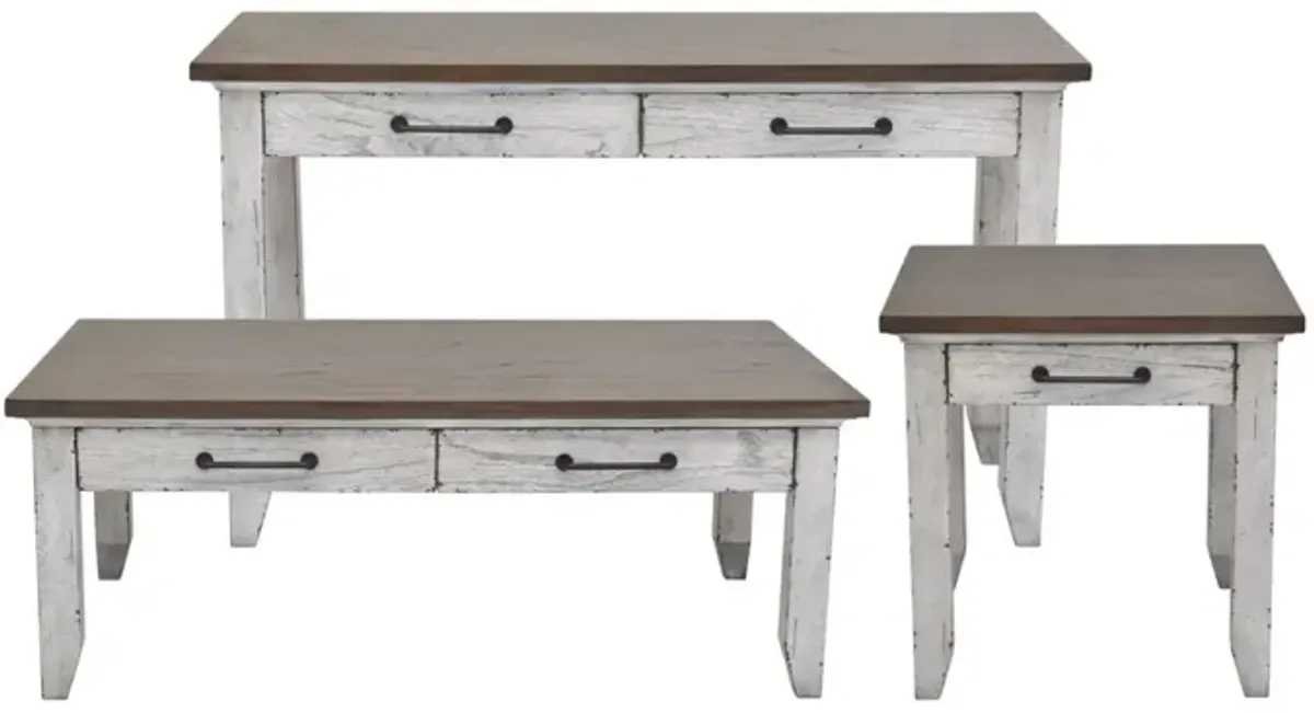Steve Silver Bear Creek Sofa Table In White & Honey Smoke