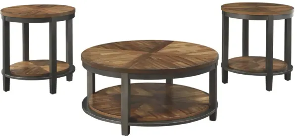 Ashley Roybeck 3-Piece Light Brown/Bronze Occasional Table Set