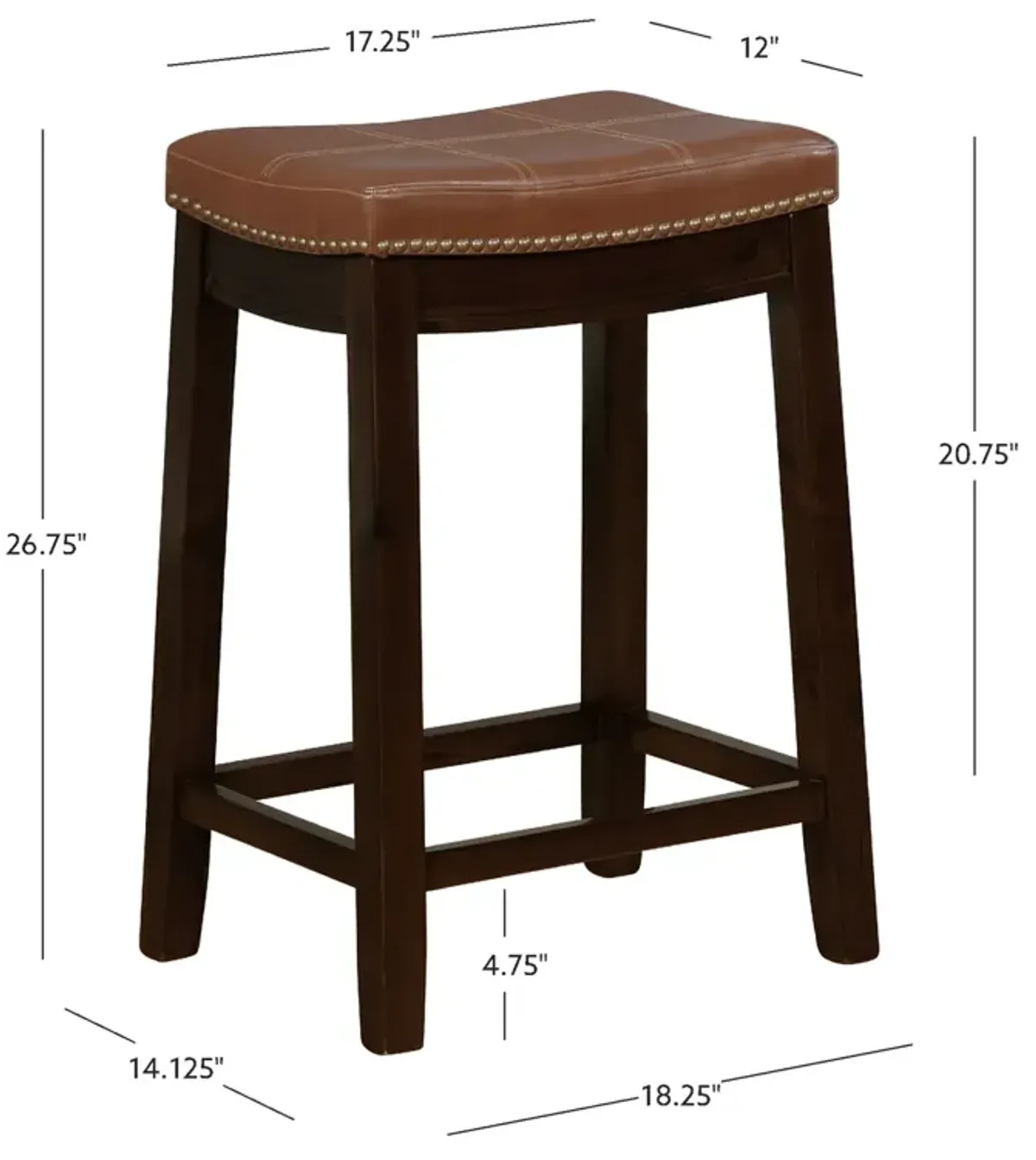 Linon Claridge Cognac Counter Stool