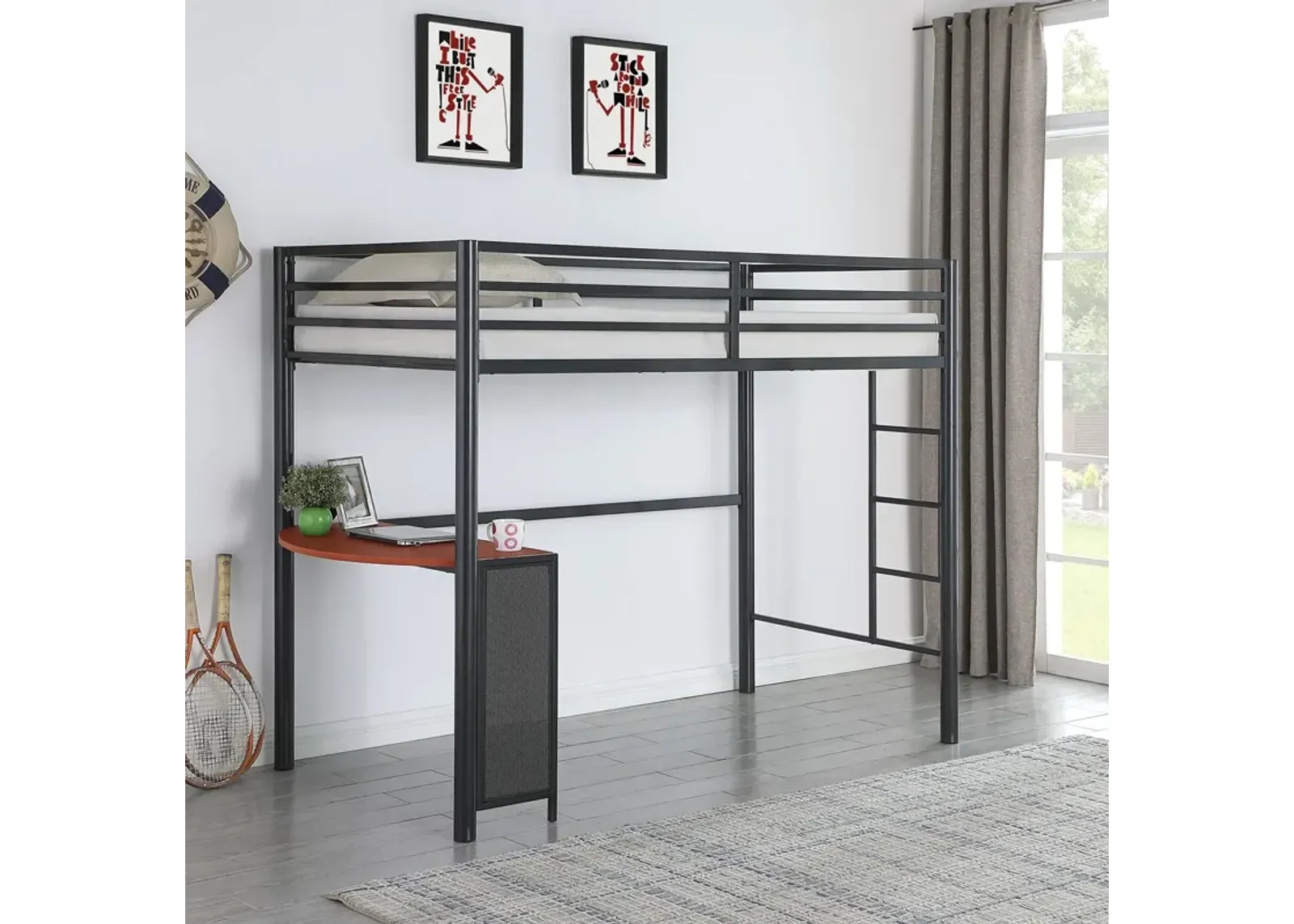 Coaster Fisher Twin Workstation Loft Bed Gunmetal