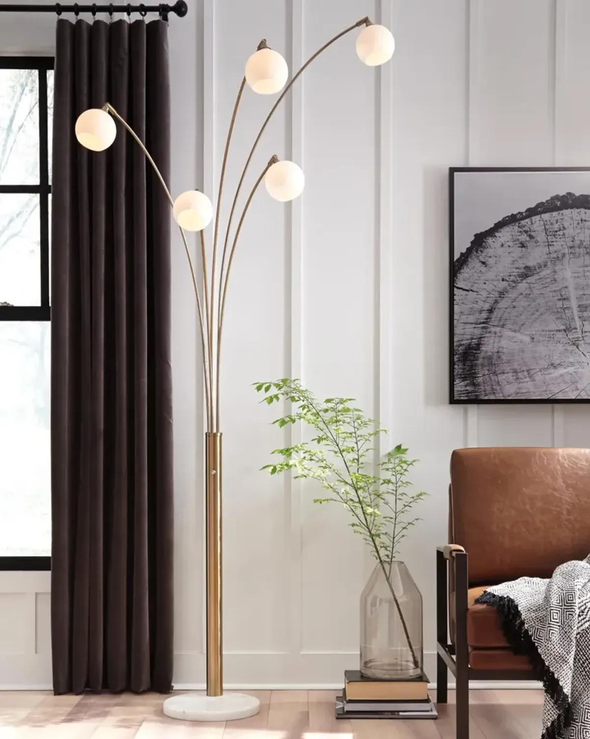 Ashley Taliya Arc Lamp Champagne/White Signature Design