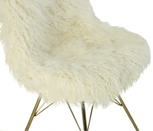 Linon Remy Flokati Armless Chair with Gold Metal Base