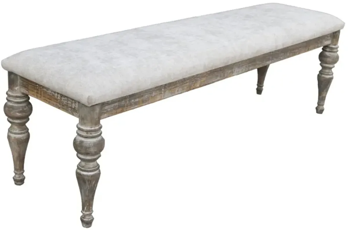 GREY BLACK/BEIGE LINEN KAIA BENCH