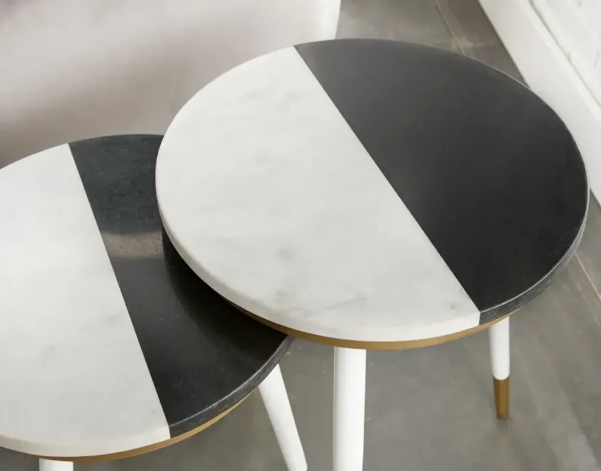 Steve Silver Taj Black & White Nesting Tables With Gold Base