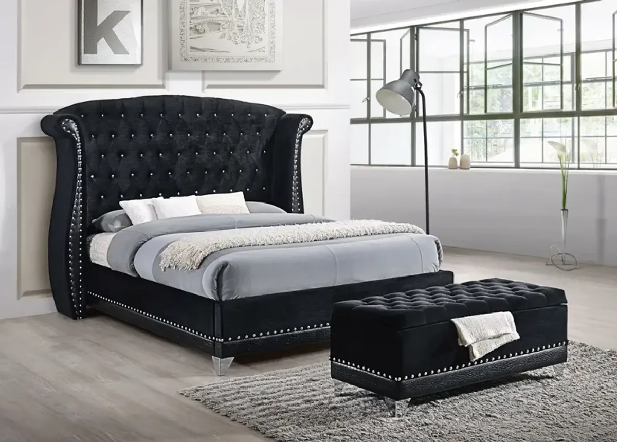 Coaster Barzini Upholstered Queen Wingback Bed Black