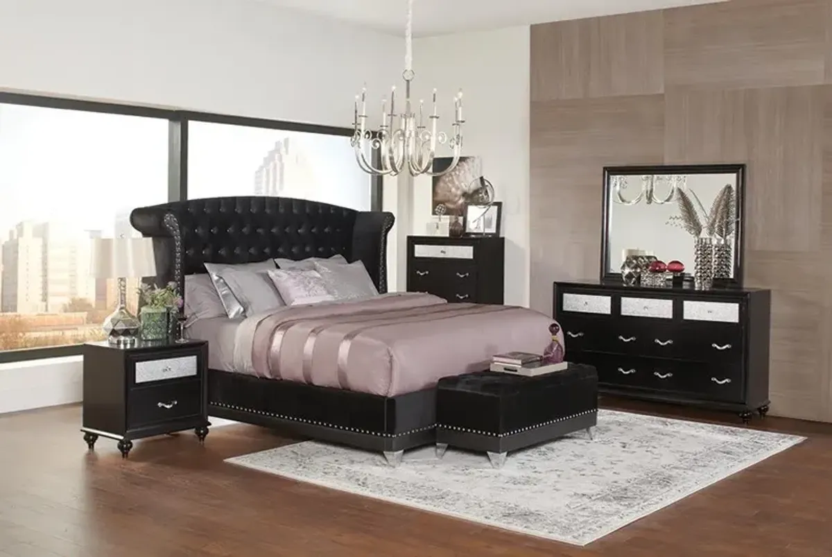 Coaster Barzini Upholstered Queen Wingback Bed Black