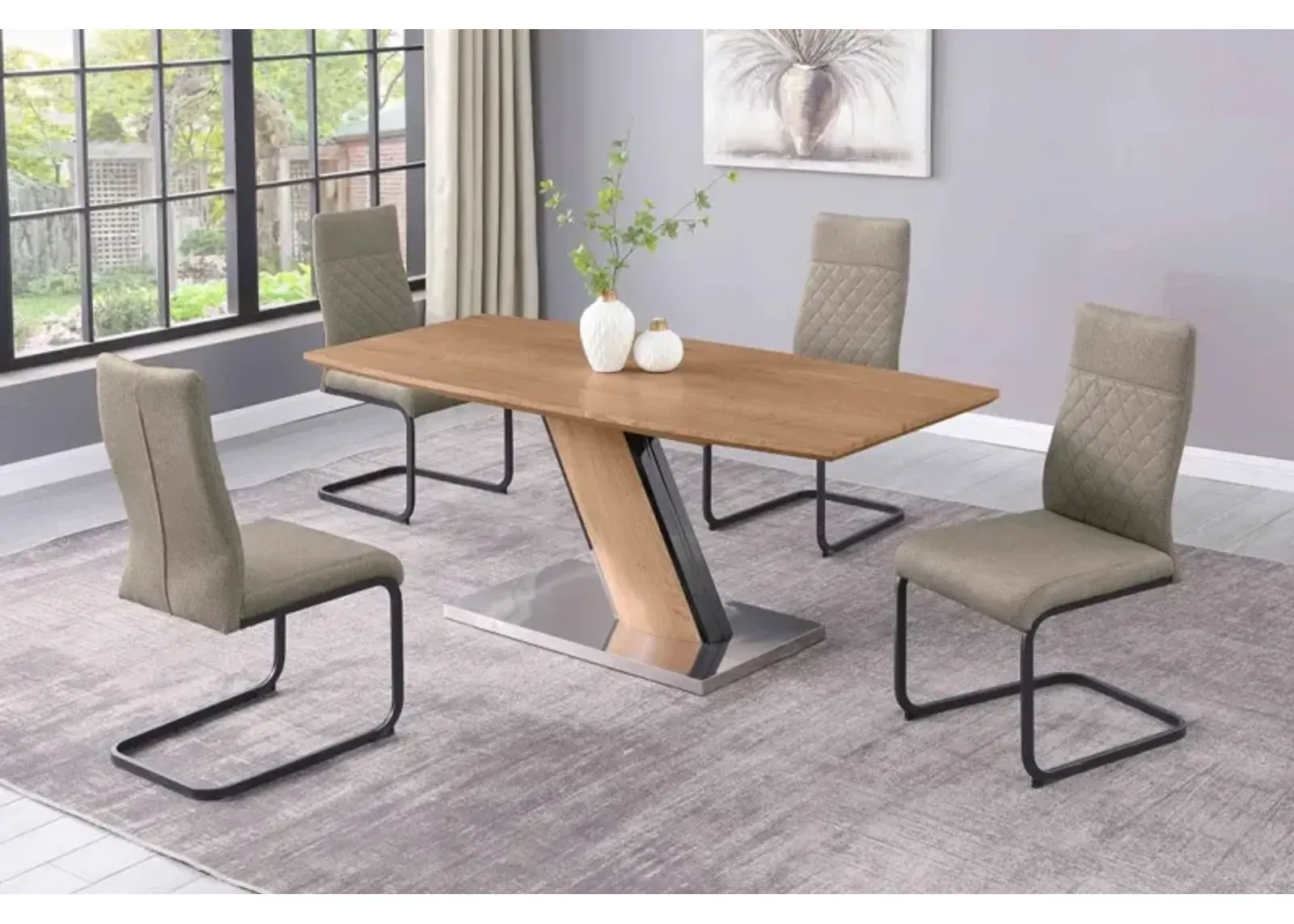 Chintaly Lillian Modern Wooden Extendable Dining Table