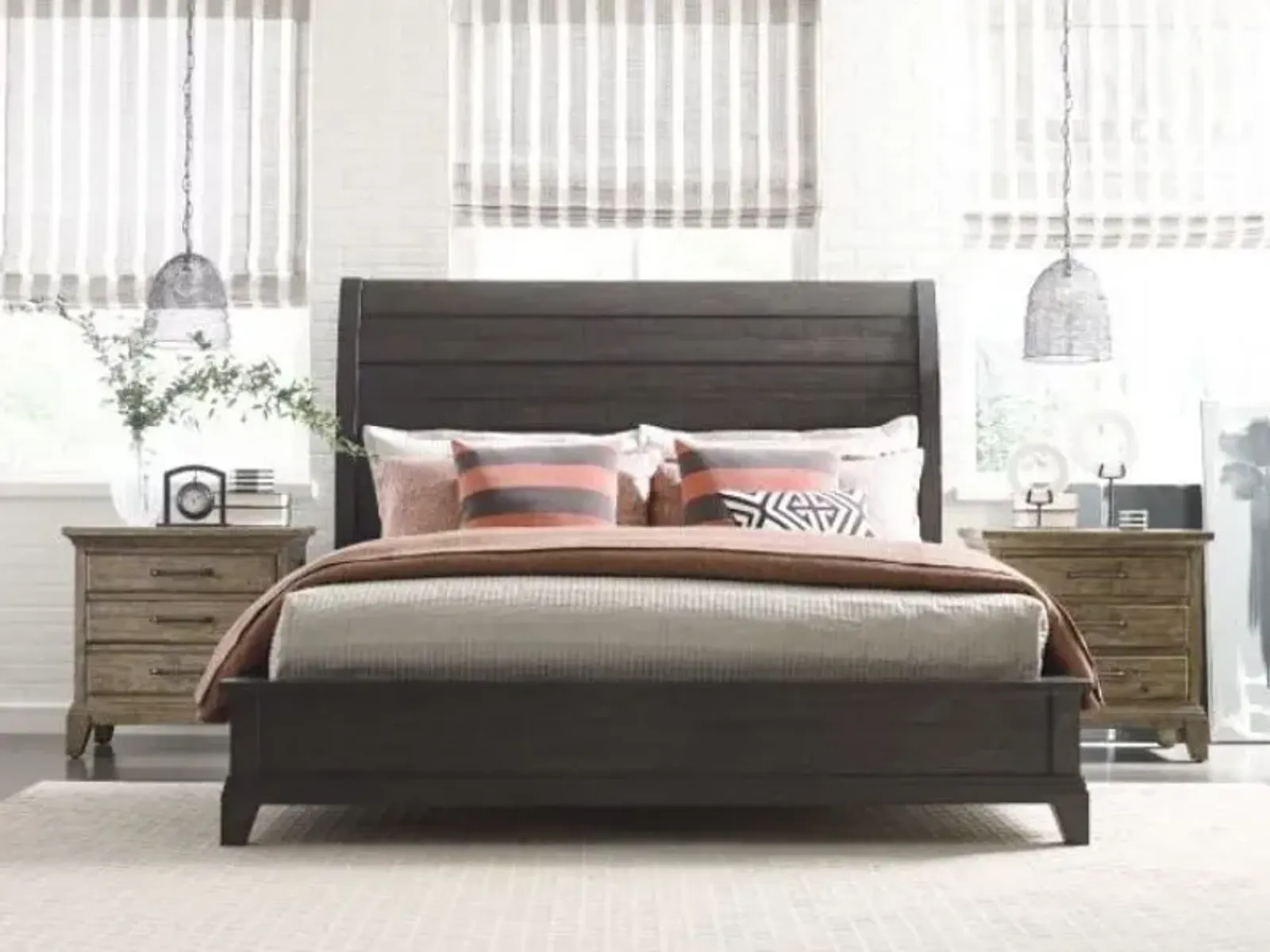 Kincaid Plank Road Charcoal Eastburn Sleigh Queen Bed