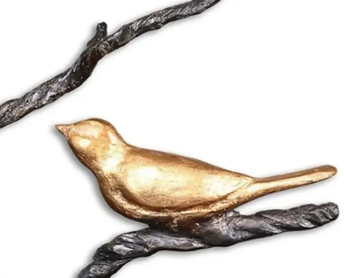 Uttermost Metallic Gold Birds On a Limb Sculpture