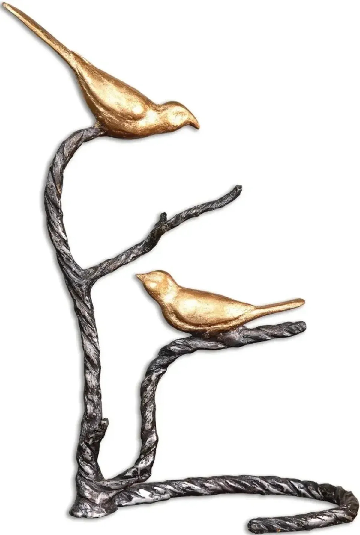 Uttermost Metallic Gold Birds On a Limb Sculpture