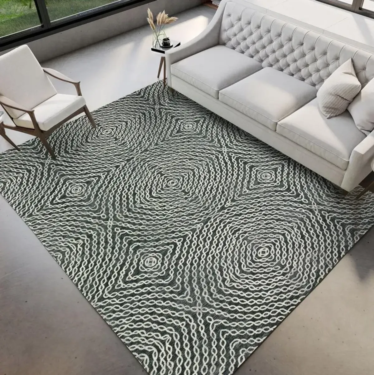 Dalyn Geometric Illusion Brisbane 5'X8' Area Rug in Gradient Grays