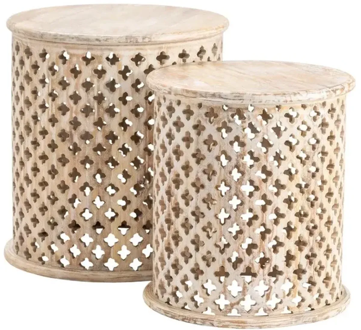 Crestview Midland 2-Piece Beige Round End Table Set