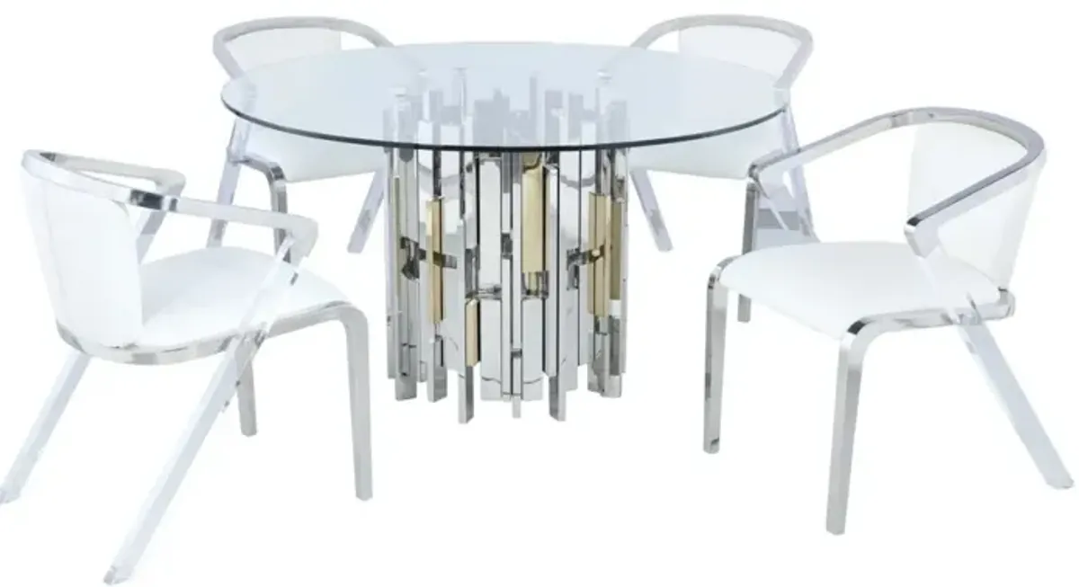 Chintaly Verona Contemporary Dining Set with Glass Table & Mixed Media Chairs