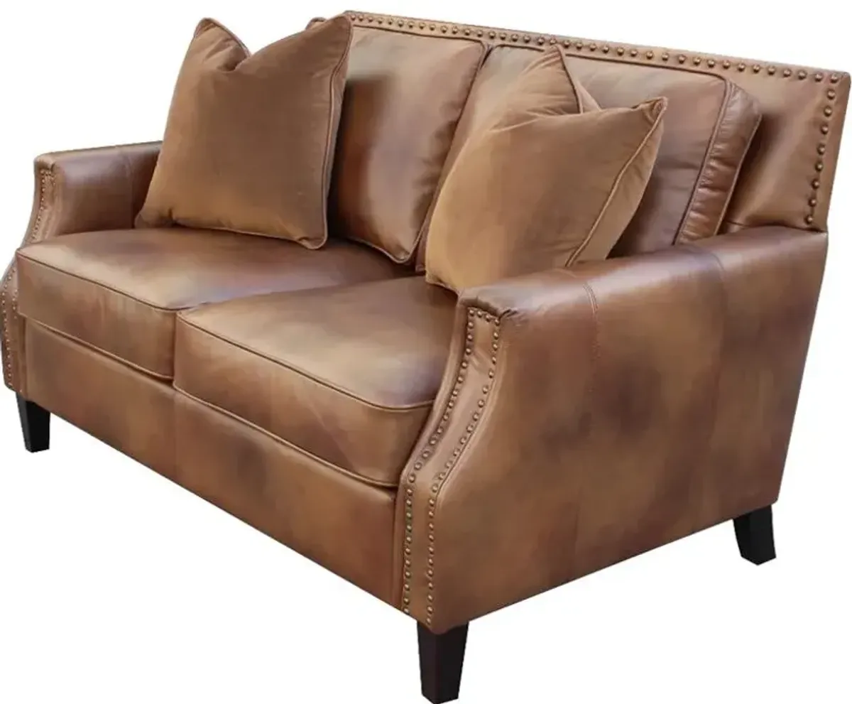 Coaster Leaton Upholstered Recessed Arm Loveseat Brown Sugar