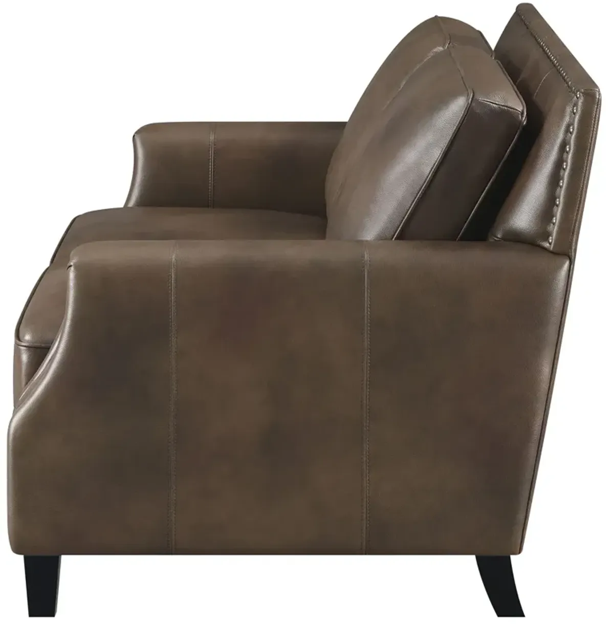 Coaster Leaton Upholstered Recessed Arm Loveseat Brown Sugar