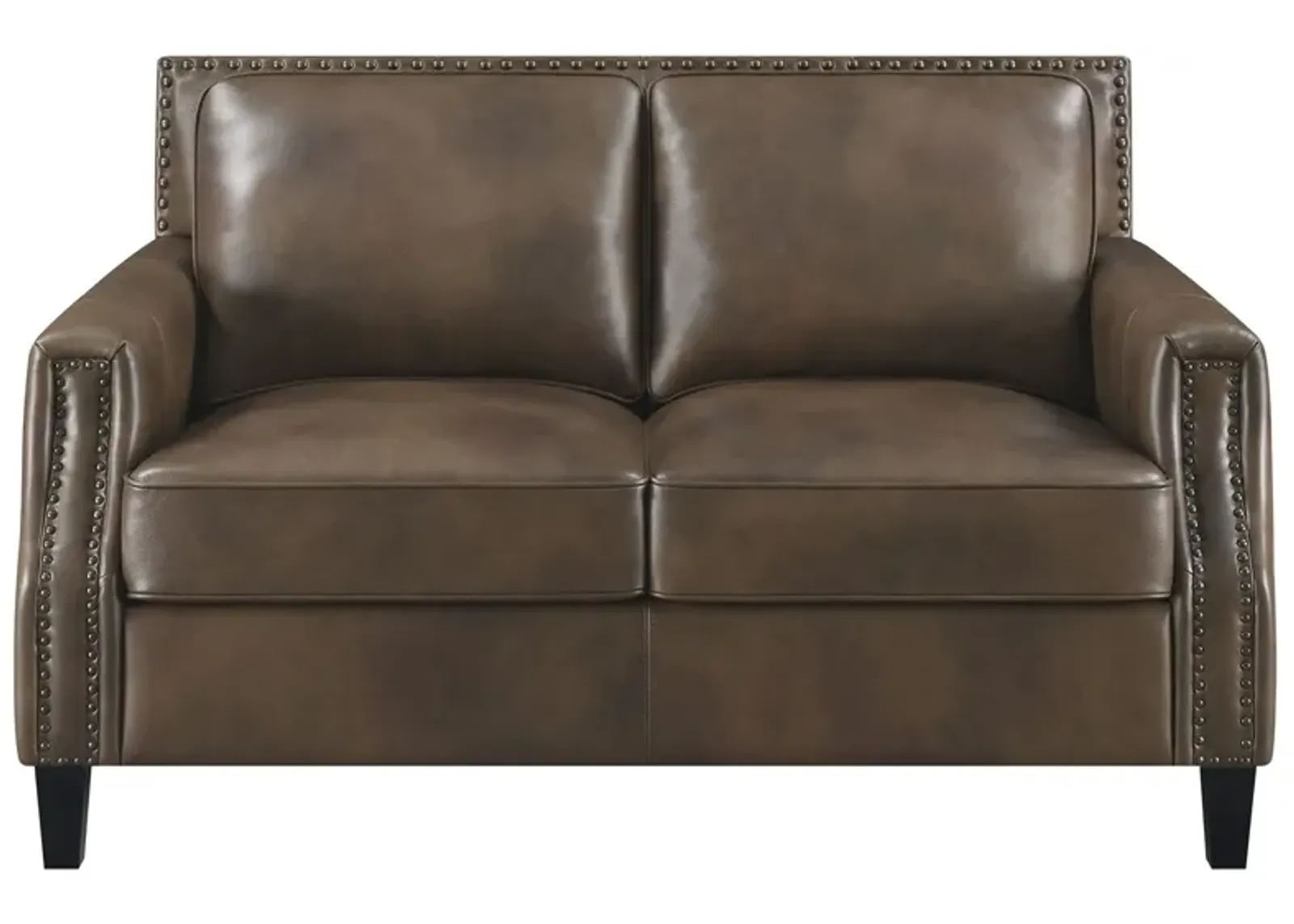 Coaster Leaton Upholstered Recessed Arm Loveseat Brown Sugar