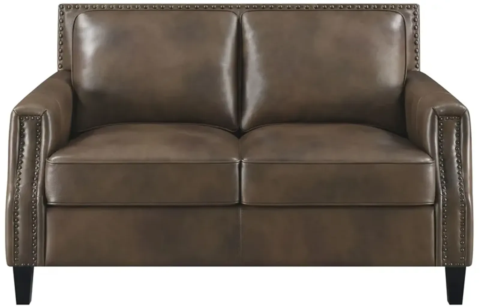 Coaster Leaton Upholstered Recessed Arm Loveseat Brown Sugar