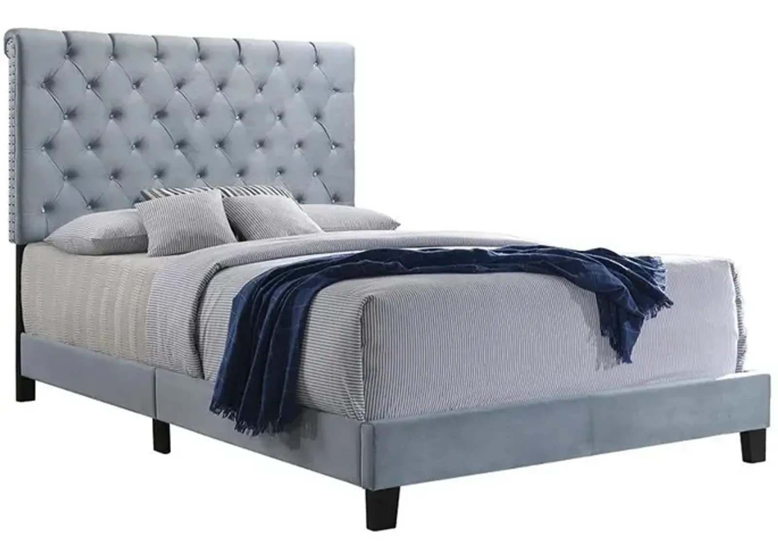 Coaster Warner Upholstered Queen Panel Bed Slate Blue