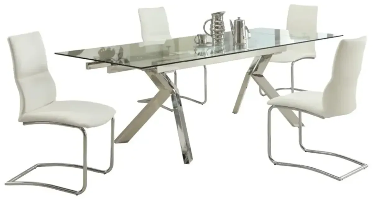 Chintaly Ella Contemporary Dining Set with Extendable Table & 4 Cantilever Chairs