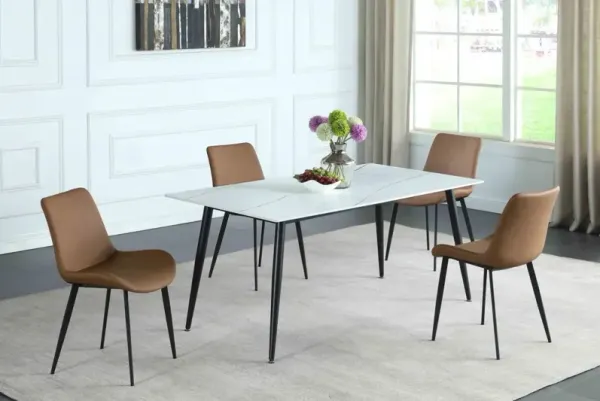 Chintaly Mary Contemporary Dining Set with Sintered Stone Top & 4 Chairs