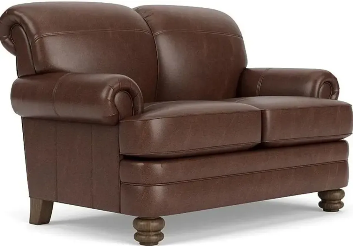 Flexsteel Bay Bridge Brown Traditional Leather Loveseat