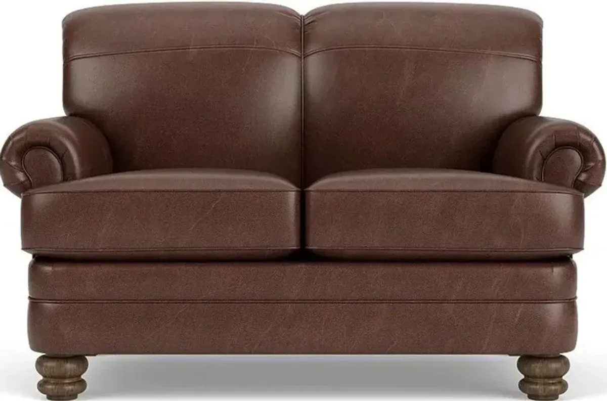 Flexsteel Bay Bridge Brown Traditional Leather Loveseat